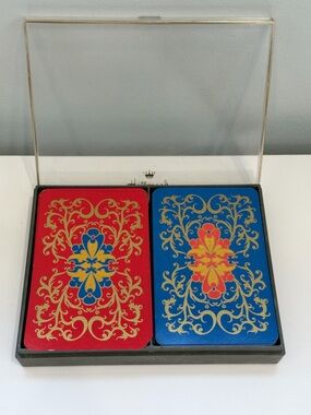 Vintage Hallmark Arabesque Bridge Playing Cards Set 2 Decks Mid Century Retro